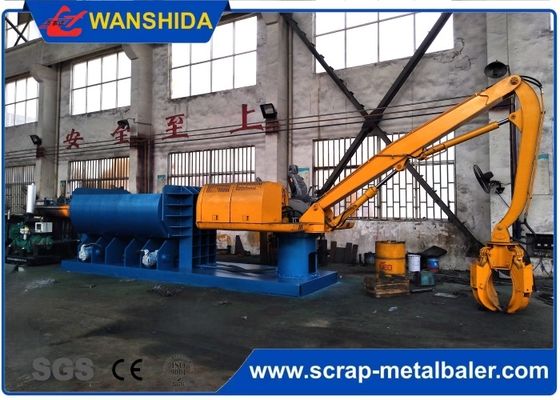 Stationary Scrap Baler with Feeding Grapple for Mixed Metal Recovery