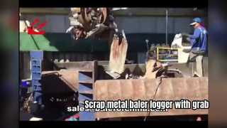 Fixed Scrap Metal Baler Logger with feeding grab